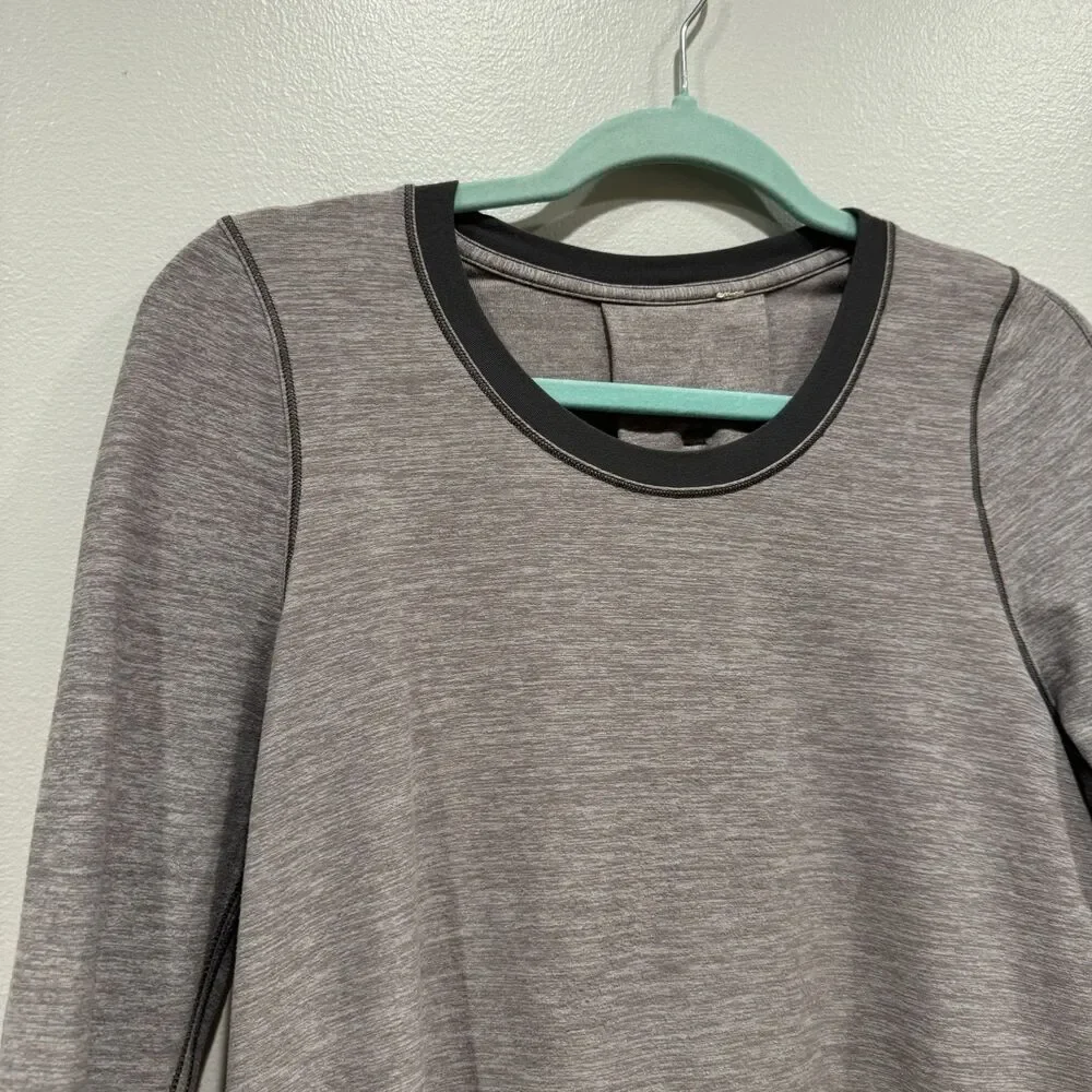 Lululemon Tuck and Flow Top Pullover Gray Knit Round Neck Long Sleeve Women sz 4